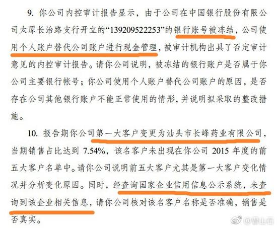 深交所向*ST天山发出问询函