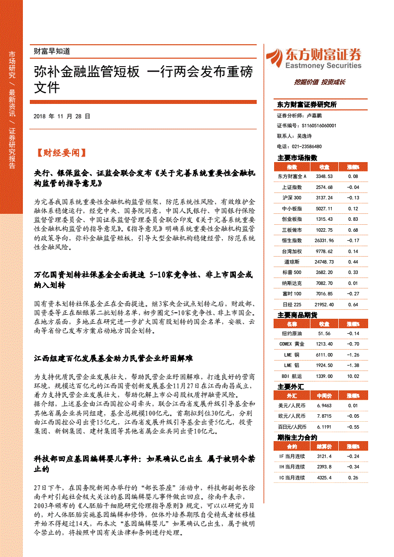 金融早知道 | 中国人民银行等八部门联合印发《关于强化金融支持举措助力民营经济发展壮大的通知》；国有大行主动组织房企开会商讨支持合理融资需求；中国人民银行行长潘功胜出席国际清算银行特别行长会