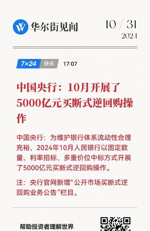 央行将开展10000亿元买断式逆回购操作，期限为3个月
