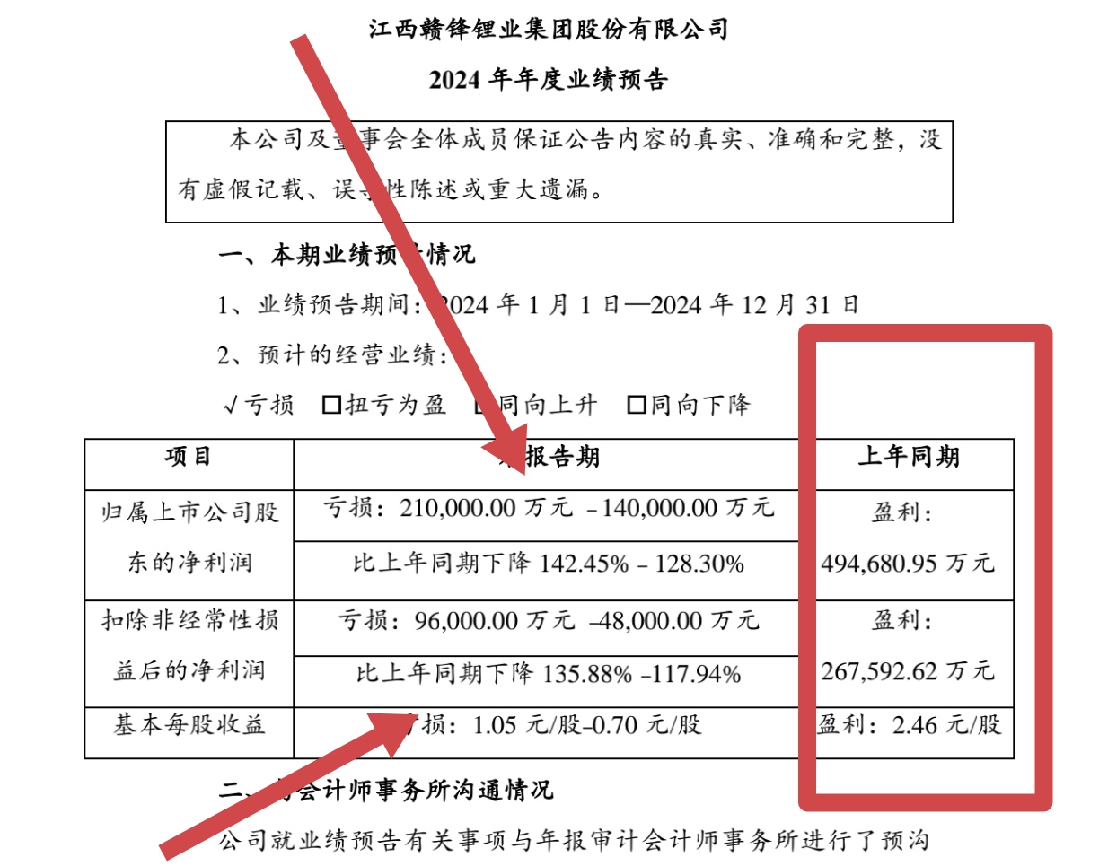 赣锋锂业：预计上半年净利润亏损3亿元―5.5亿元