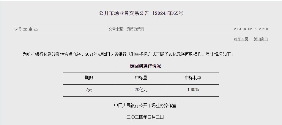 中国央行今日开展7893亿元7天逆回购操作