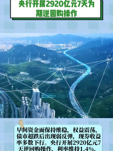 央行今日将开展 9000亿元买断式逆回购操作
